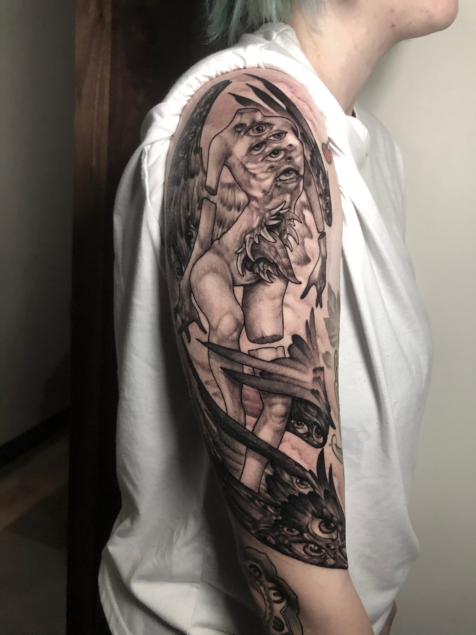 Black and Gray, Illustrative, Abstract, Surrealism tattoo by Scott